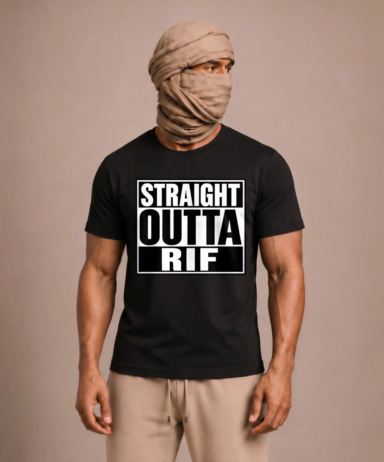 Straight Outta Rif zwart shirt met typografische graphic