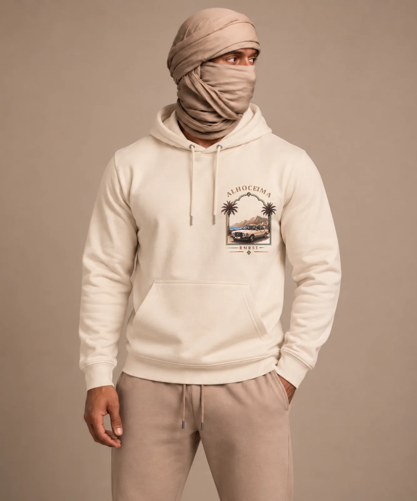 Moroccan Taxi Hoodie · Beige · voorkant